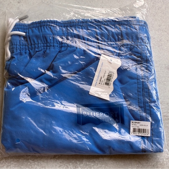 Men's Blueport By Le Club Swim Trunks Neon Blue XXL - Picture 6 of 8